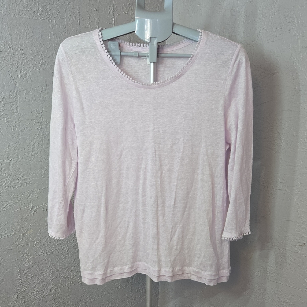J. Jill Love Linen Soft Pink 3/4 Sleeve Tee